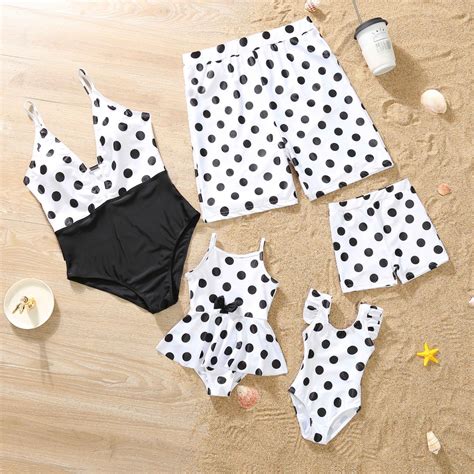 Family Matching Swimwear Polka Dot Print One Piece Family Bathing Suit ...