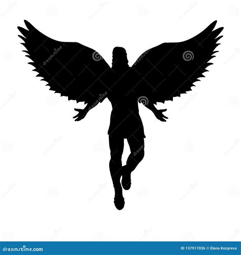 Flying Man Angel Silhouette Mythology Symbol Fantasy Tale Stock Vector ...