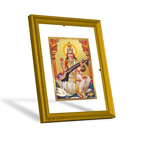Diviniti 24K Gold Plated Saraswati Mata Photo Frame For Home Decor, Wa ...