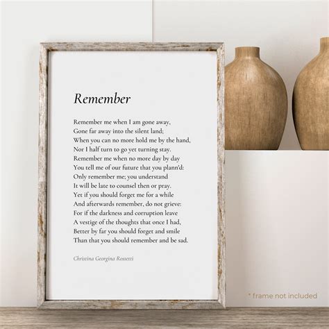 Remember by Christina Georgina Rossetti Poem Print Poetry - Etsy