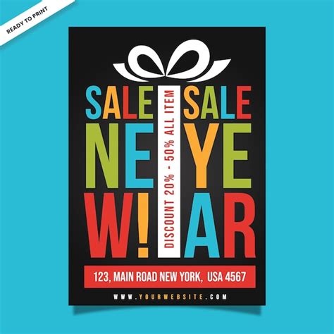 Flyer-Vorlage für den Neujahrsverkauf | Premium-PSD-Datei