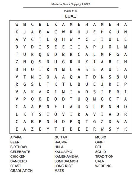 Large Print Hawaii Word Searches - Marietta Daws