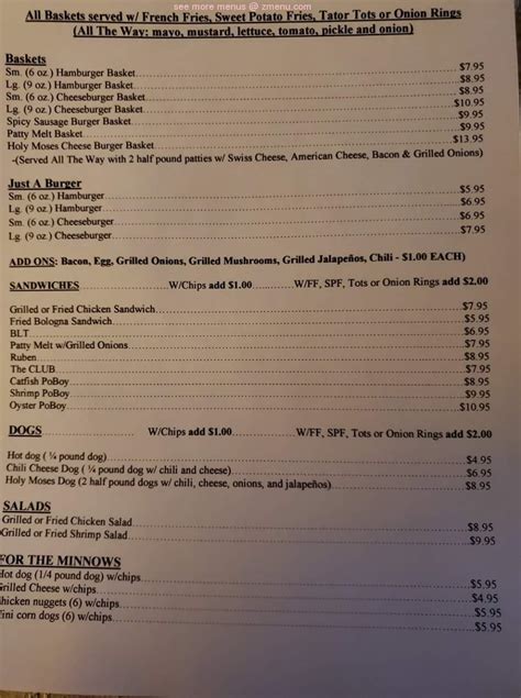 Menu at Fish Spot restaurant, Texas City