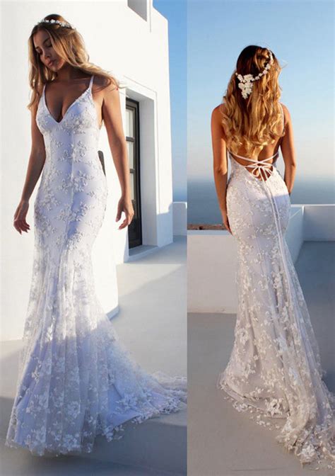 Open Back Mermaid Wedding Dresses