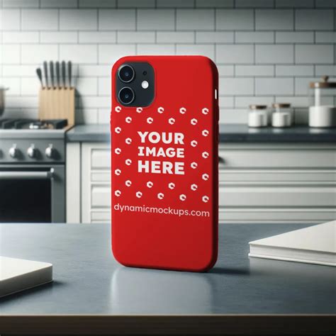 iPhone Red Phone Case Mockup Template