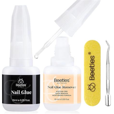 Amazon.com: Beetles Nail Glue with Glue Remover Kit, 2 * 10ML Super ...