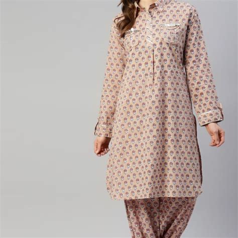 Beige Ethnic Motifs Cotton Set – Kumi Clothing