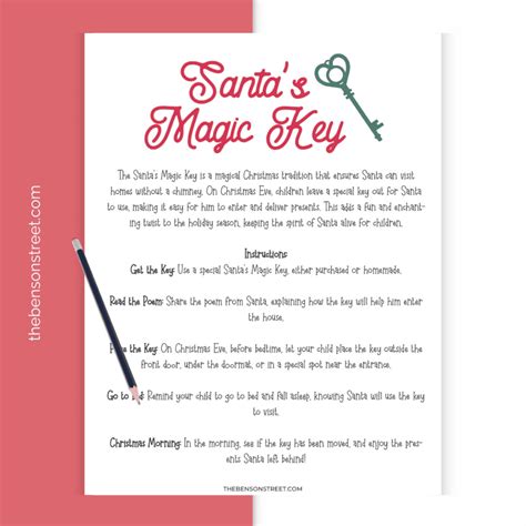 Free Santa Key Poem Printable Tag (Santa's Magic Key) - The Benson Street
