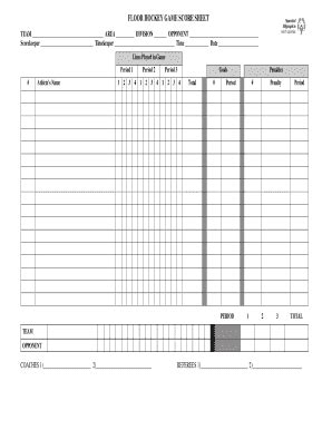 Hockey Game Sheet - Fill and Sign Printable Template Online