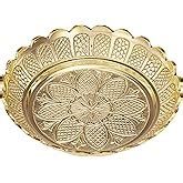 Amazon Brand - Solimo Puja Round Thali/Bhog Thali for Worship, Flower ...