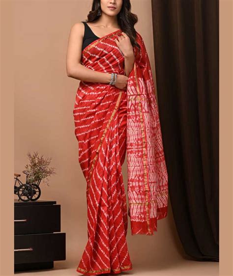 Beautiful Shibori Chanderi Silk Cotton Saree – India1001.com