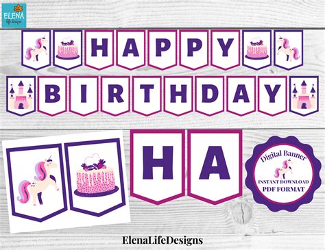 Free printable purple happy birthday banner, Download Free printable ...
