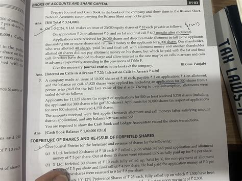 A company made an issue of 10,000 shares of 7 10 each, payable * 3 on ...