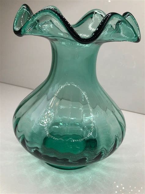 Buy Fenton Sea Mist Green Ruffle Top Vase Online in India - Etsy