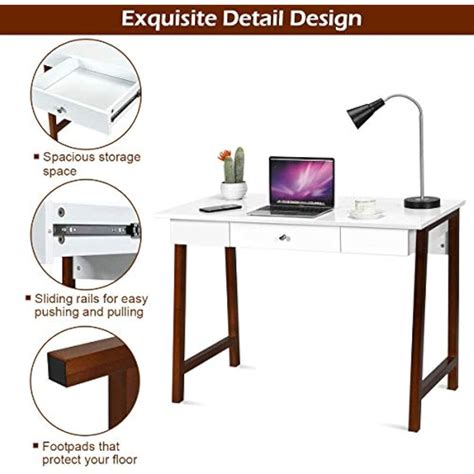 Tangkula White Computer Desk with Storage Drawer, India | Ubuy