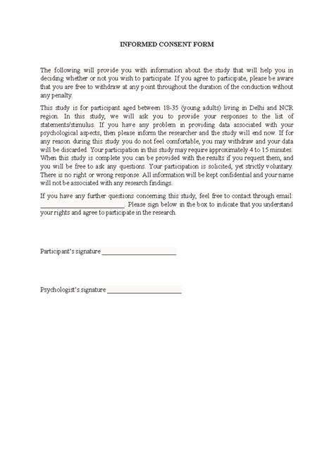 Consent form - INFORMED CONSENT FORM The following will provide you ...