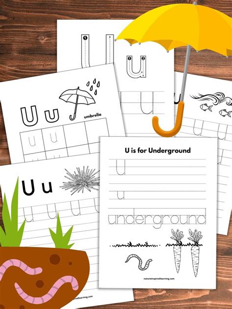 Letter U Tracing Worksheets - Nature Inspired Learning