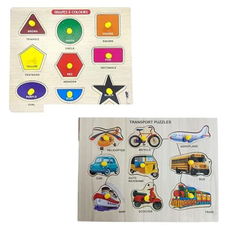 Vee Wooden Educational Learning Board Puzzle Pack of 2 Shapes and Human ...