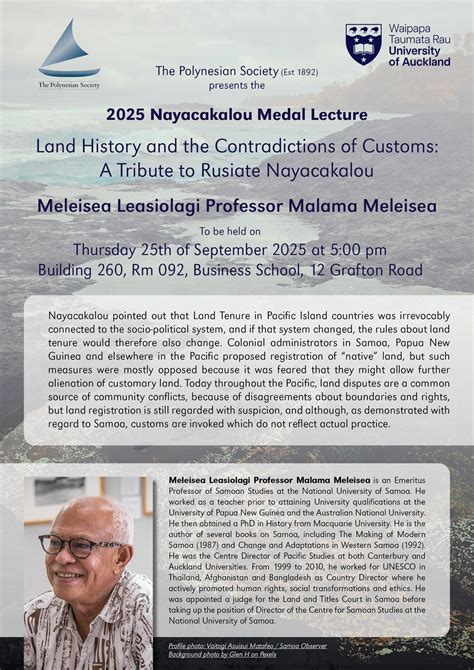 2025 Nayacakalou Medal Lecture by Meleisea Leasiolagi Professor Malama ...