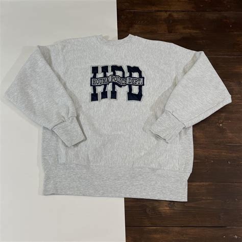 Vintage 90s Houma Police Department Embroidered Gray... - Depop