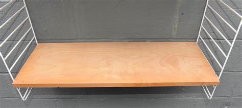 Midcentury Adjustable Birch and Coated Wire Wall Shelves by String ...