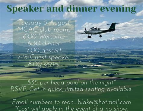 Guest speaker evening, Ashburton Airfield, Seafield Road, Ashburton ...