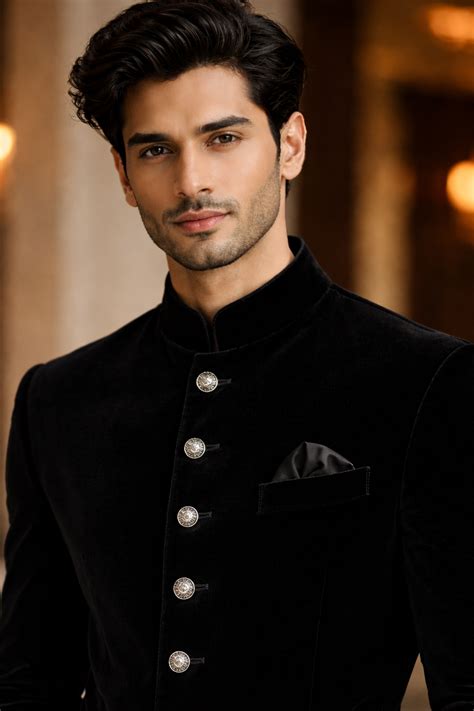 Jet Black Velvet Bandhgala for Men | Premium Wedding & Reception Jacke ...