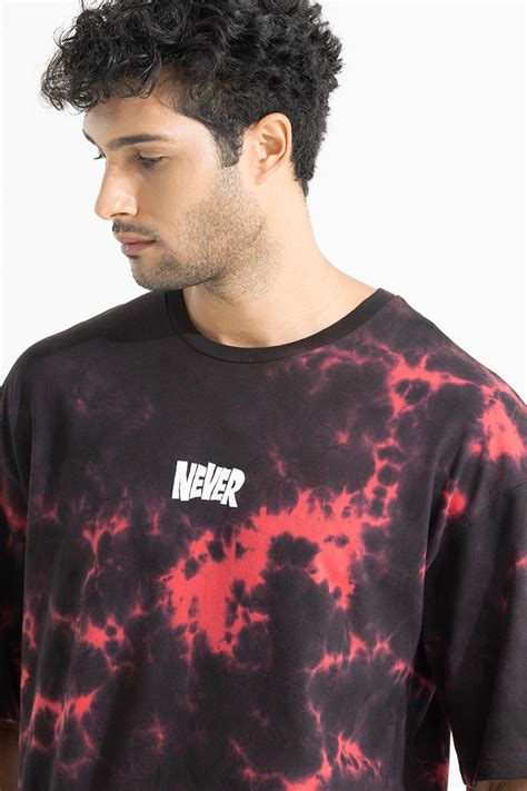 Buy Men's Never Black Tie Dye Oversized T-Shirt Online | SNITCH