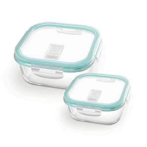 Treo By Milton Hi Borosilicate Clip Fresh Square Container, Set of 2 ...