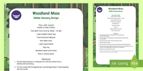Woodland Moss Edible Sensory Recipe (teacher made) - Twinkl