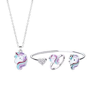 El Regalo 3 PCs Cute Enamel Pony/Unicorn Pendant Necklaces, Bracelet ...