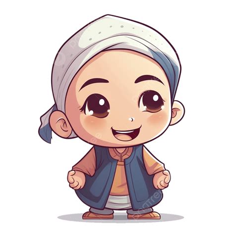 Happy Muslim Boy Character Cute, Muslim Character, Moslem Kids Pray ...