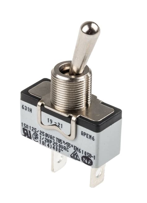631H/2 APEM | APEM Toggle Switch, Panel Mount, On-Off, SPST, Tab ...