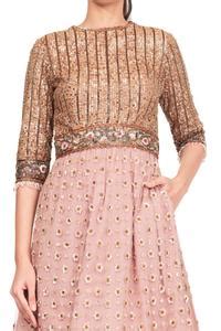 Buy Pink Net Floral, Sequin Round Embroidered Dress For Women by Rocky ...