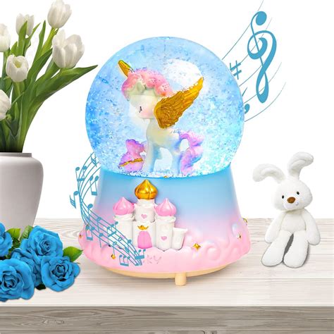 Buy Christmas Snow Globe Unicorn Musical Snow Globes for Girls ...