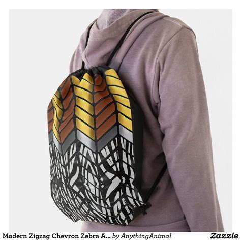 Modern Zigzag Chevron Zebra Animal Print Drawstring Bag | Printed drawstring bags, Printed ...