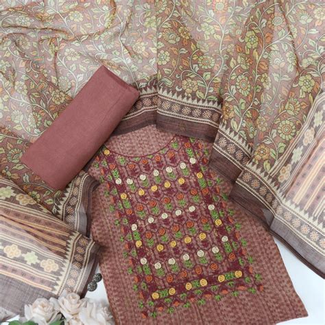 Fanaa Grape Purple Linen Tissue top with Floral printed dupatta ...