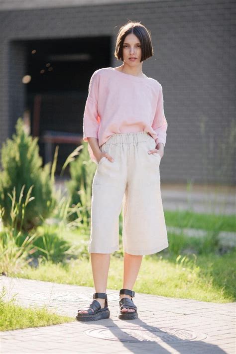 Linen Shorts Long Women Shorts Summer Shorts Women Clothes Soft Natural ...