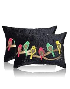 Buy Mystik Homes Sparrow Embroidered Sequence Stone Work Sparkle Velvet ...