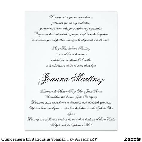 Quinceanera Invitations in Spanish 4.25 x 5.5 | Quinceanera invitations, Spanish wedding ...