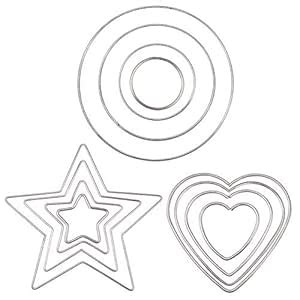 PH PandaHall 12 pcs Metal Rings Hoops, Star/Heart/Round Macrame Rings ...