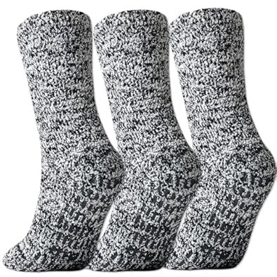Buy JORMATT 3 Pairs Ultra Thick Grip Fuzzy Socks Non Skid Slipper ...