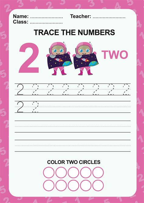 Trace and write number for children. Exercise for children to recognize the number. Educational ...