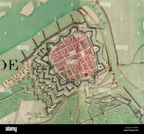 A historical map of Ostend, Belgium, from the Ferraris Atlas, created ...