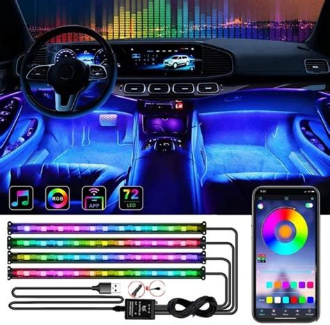 RGB Color Changing Car Interior Lights 36/48/72 LED Strip Light 16 ...