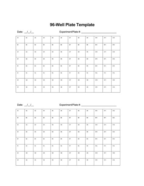 Free Printable 96 Well Plate Templates [Excel PDF, Word] Editable