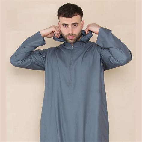 Men's Muslim Slim or Regular Fit Hooded Thobe TruClothing