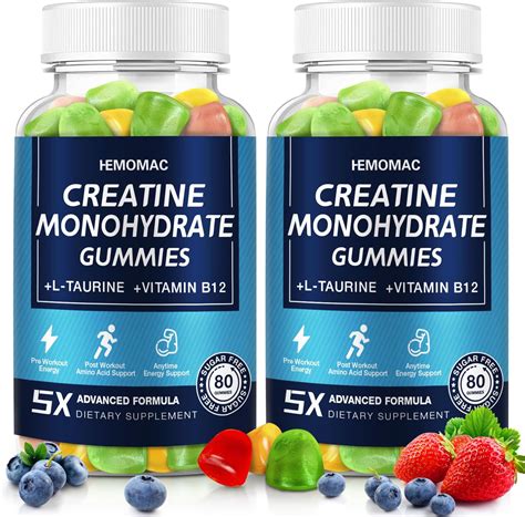 Amazon.com: Creatine Monohydrate Gummies for Men & Women Pre Workout Gummies 5g with Taurine ...