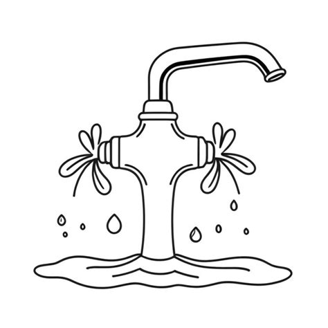 Water faucet line art white background | Premium AI-generated image