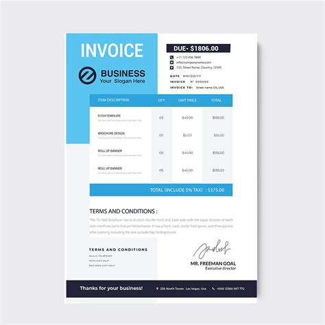 Simple Blue Invoice Excel 的图像结果